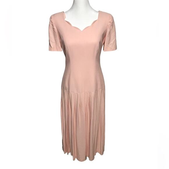 Talbots Dresses & Skirts - Talbots Donna Ricco Vi rage‎ Pink Scallop Drop Waist Short Sleeve Dress Size 4